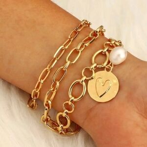 NEW 14k Gold-Plated Paperclip Adjustable Bangle Bracelet‎